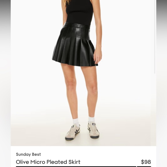 ARITZIA Sunday Best Vegan Leather Olive Mini Skirt size 8 - Picture 7 of 10
